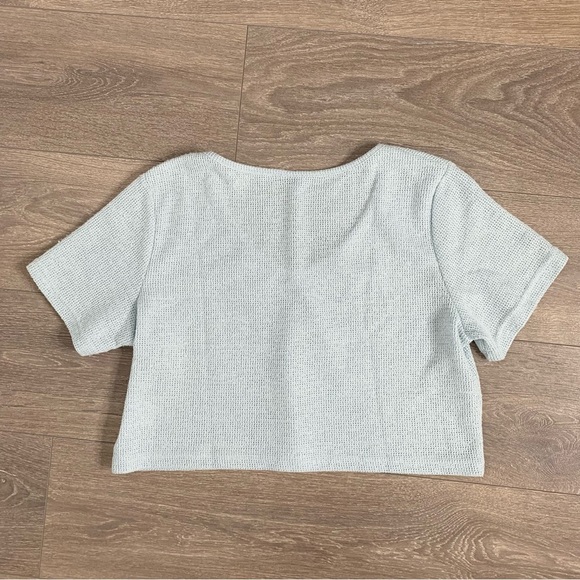 Shein Women’s Cropped T-shirt Top Short sleeve pale blue Casual Size Large - Picture 7 of 7